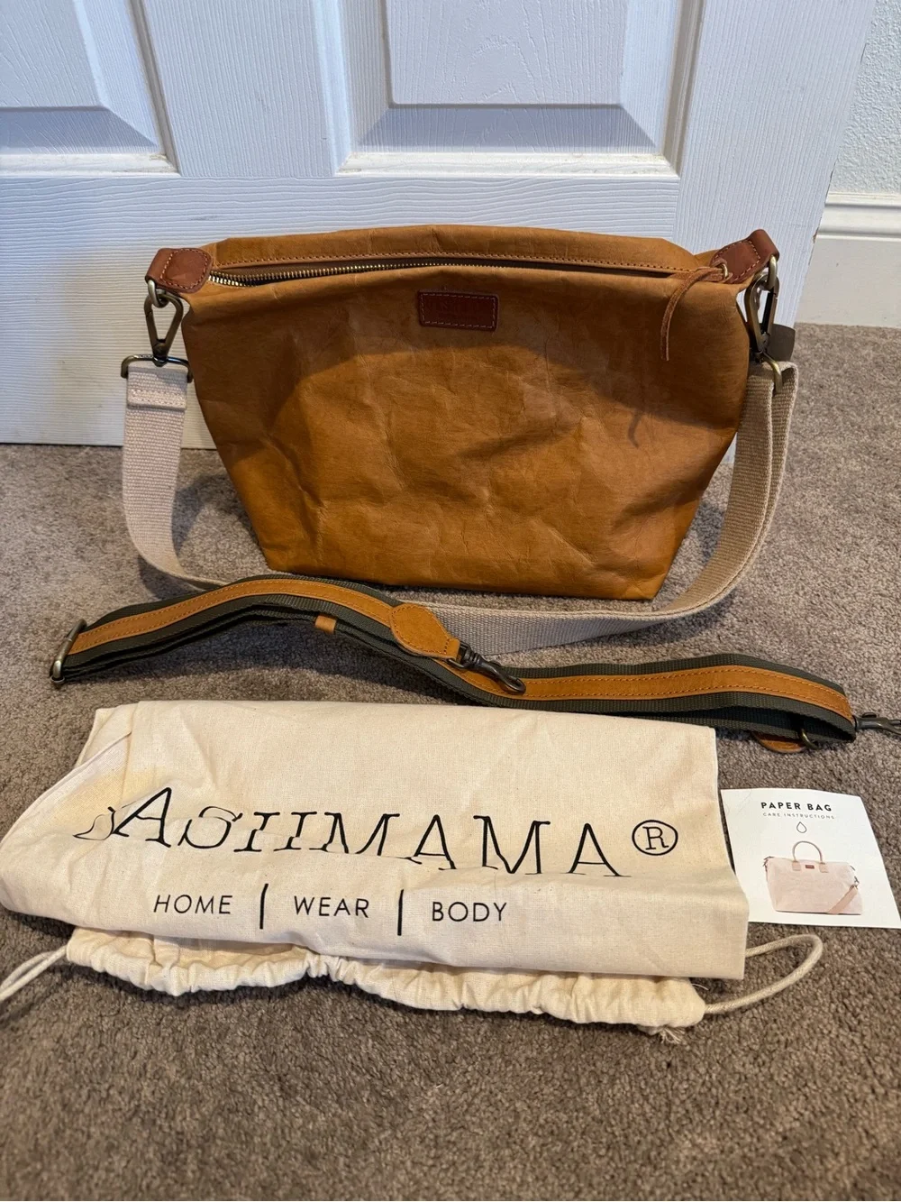 Uashmama Tan Crossbody Messenger Bag